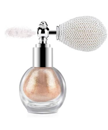 GL-Turelifes Highlighter Loose Powder Spray Glitter Powder Spray Shimmer Sparkle Powder Makeup Spray for Hair Face Body Cosmetic (#2 Charm Champagne)