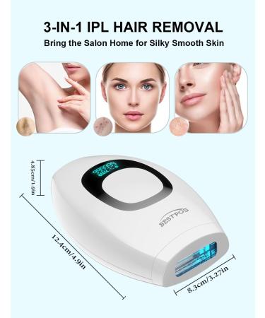 At-Home IPL Laser Hair Removal Device - 999 999 Flashes Painless Hair Remover for Men & Women | Face Legs Arms Bikini Line - Buy Online on SooperMarket.com