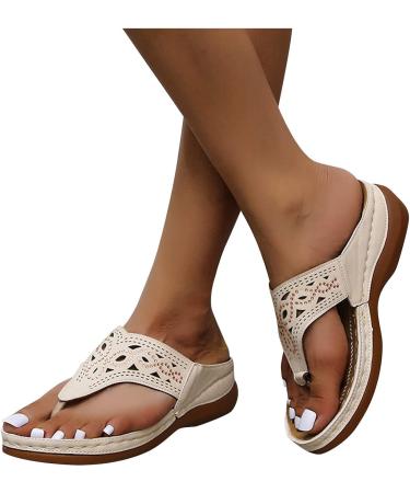 Willisos Women's Arch Support Orthopedic Sandals - Beige, Size 8, Clip Toe Flip Flops - Buy Online on SooperMarket.com