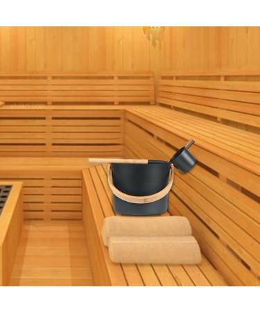 Sauna Bucket Sauna Bucket ladle Set 7L Luxurious Finnish Matching Ladle Sauna Barrel Sauna Aluminum Bucket with Long Handle Spoon Set Sauna Bucket Stylish Spa Esential for Water Ladling Black - Buy Online on SooperMarket.com