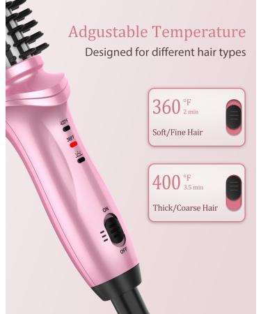 Curling Iron Brush for Short Long Hair Hair Curling Brush Long Barrel Tourmaline Ceramic Dual Voltage Curling Brush Iron with Anti-Scald Bristles 25MM-PINK - Buy Online on SooperMarket.com