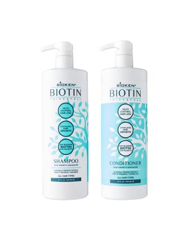 Bioken Biotin Thick & Full Hair Growth Shampoo - DHT Blocker, Stimulates Growth, Controls Loss - Sulfate Free - 32 oz - Buy Online on SooperMarket.com