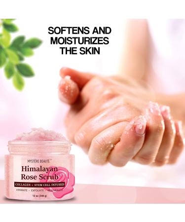 Himalayan Salt Body Scrub with Collagen and Stem Cells 12 oz - Exfoliating Salt Scrub for Cellulite, Acne Scars, Wrinkles - Deep Cleansing and Moisturizing Formula - Buy Online on SooperMarket.com