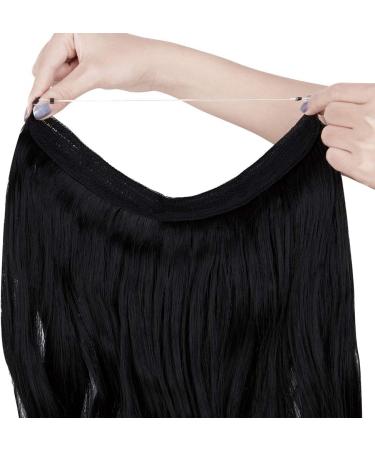 OMGREAT Halo Hair Extension - Invisible Secret Wire Dark Black Curly Wavy Hairpiece 20 inch - Buy Online on SooperMarket.com