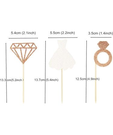 Unimall 24-Piece Glitter Bride Cupcake Toppers | Multicolored Wedding Dress Cake Decorations for Engagement & Bridal Shower - Buy Online on SooperMarket.com