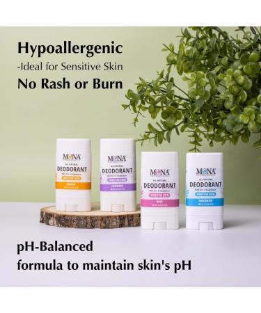 MONA All Natural MINI DEORORANT For Women & Men | Vegan & Safe for Sensitive Skin | Aluminum & Baking Soda free Deodorant with All Natural Fragrance | (Travel 4-Pack VAR-1 (0.53 Oz each)) - Buy Online on SooperMarket.com