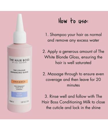 White Blonde Colour Enhancing Gloss by The Hair Boss: 6 Wash Semi-Permanent Treatment 150ml - Buy Online on SooperMarket.com