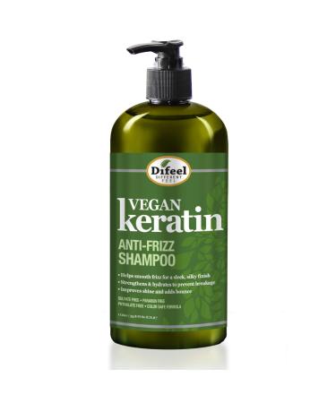 Difeel Vegan Keratin Anti Frizz Shampoo 33.8 oz - Cruelty Free Vegan Sulfate Free Shampoo