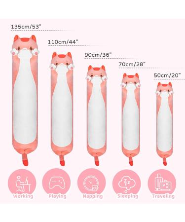 Mewaii 90cm Kawaii Long Cat Plush Pillow - Soft Pink Cuddly Toy & Stuffed Animal Gift - Buy Online on SooperMarket.com
