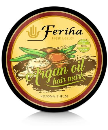 Feriha Moroccan Argan Oil Hair Mask 17.6 Fl Oz | Salon Quality Treatment with Aloe Vera Extracts for Visible Results - Buy Online on SooperMarket.com