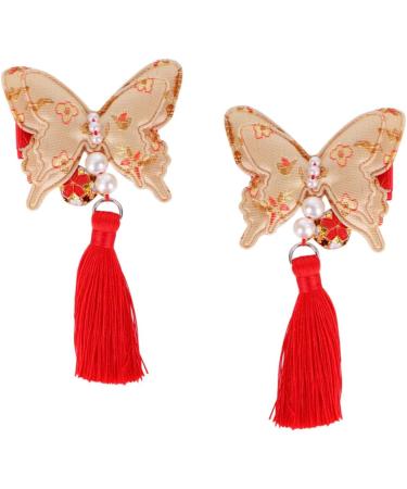 ibasenice 2 Pairs Chinese Style Hairpin Tassels Barrettes Party Hair Clip Kids Hairpin for New Year Bows Hair Clips New Year Bobby Pin Japanese-style Hairpin Child Girl Side Clip - Buy Online on SooperMarket.com