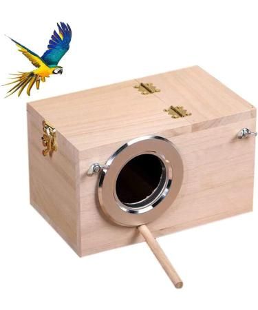 Nesting Box Cage for Parakeets, Budgies, and Small Birds - Coconut Fiber Wood Breeding House with Perch - Ideal for Finch, Canary, Cockatiel, Lovebird, Sparrow - Buy Online on SooperMarket.com