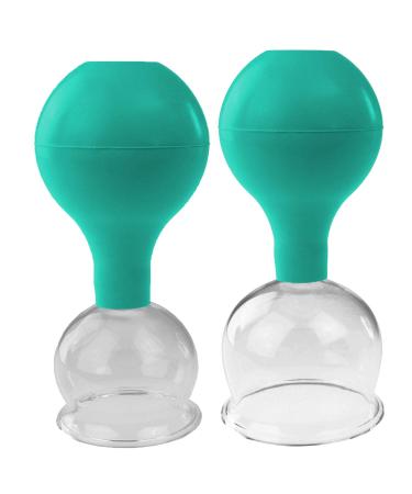 Pulox cupping glasses set made of real glass 2 pieces 5.2 cm and 6.2 cm green