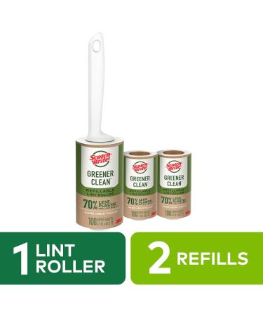 Scotch-Brite Greener Clean Lint Roller - Reusable Pet Hair Remover for Clothes & Furniture - Eco-Friendly 3 Pack with 2 Refills - Buy Online on SooperMarket.com