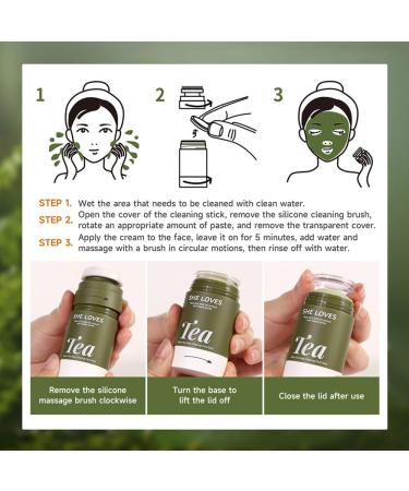 Green Tea Mask Stick with Silicone Scrubber | Deep Pore Cleanse & Blackhead Remover | Smooth Skin & Refine Pores - 45g/1.59oz - Buy Online on SooperMarket.com