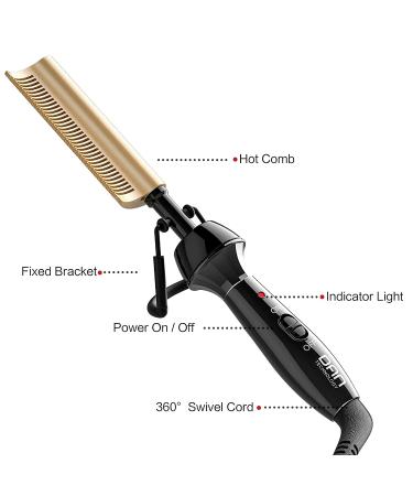 DAN Technology 450? Curved Teeth Hair Straightener Comb - Travel Size Dual Voltage Electric Comb for Professional Use - Ideal for Natural Black Hair - Buy Online on SooperMarket.com