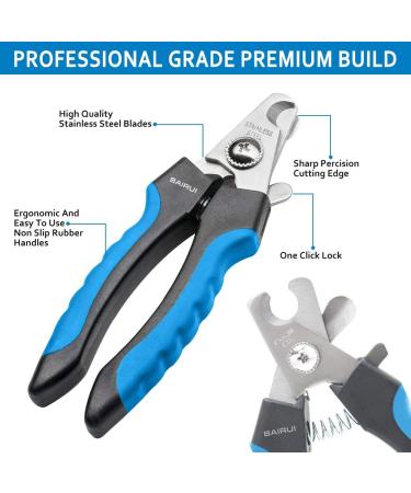 Bairui Dog Nail Clippers - Professional Large Pet Nail Cutters & Files (Blue) | Best Nail Clips for Dogs & Cats - Buy Online on SooperMarket.com