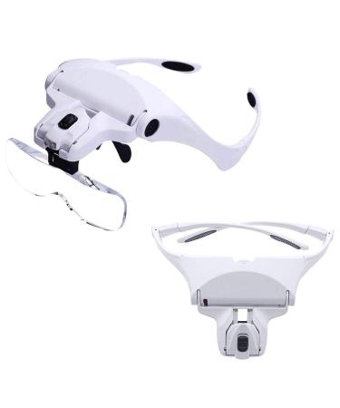 Xrten 5 Lens 1.0X/1.5X/2.0X/2.5X/3.5X Head Mount Magnifier with LED Professional Light Hands Free Headband Glasses Loupe for Reading Jewelry Loupe Watch & Electronic Repair