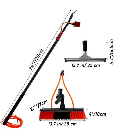 Water Fed Pole Kit Water Fed Telescopic Brush Squeegee Water/Hose Fed Pole Window Cleaning Brush Equipment Cleaning 35cm Brush Head 4M/13FT - Buy Online on SooperMarket.com