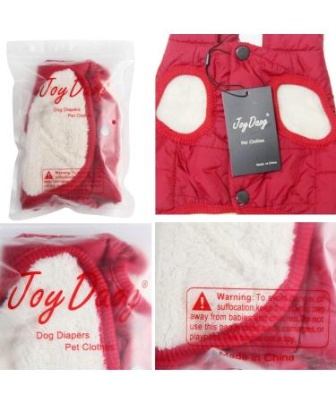 Warm Fleece Lined Dog Jacket - Windproof & Soft Winter Vest for XS Dogs (Red) - Joydaog - Buy Online on SooperMarket.com