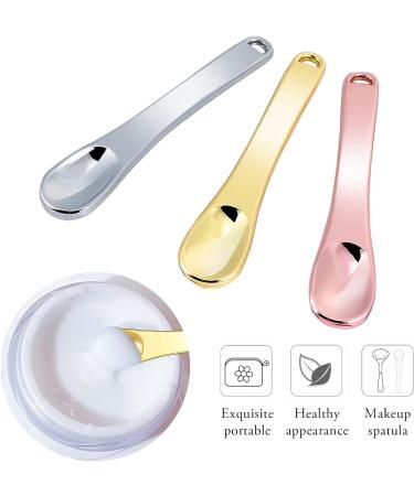WLLHYF Mini Metal Makeup Spatula Skin Care Cosmetic Spoon Reusable Applicator Beauty Scoop for Facial Cosmetic for Face Mask Cream Lotions Moisturizers 1 Gold+1 Silver+1 Rose gold - Buy Online on SooperMarket.com