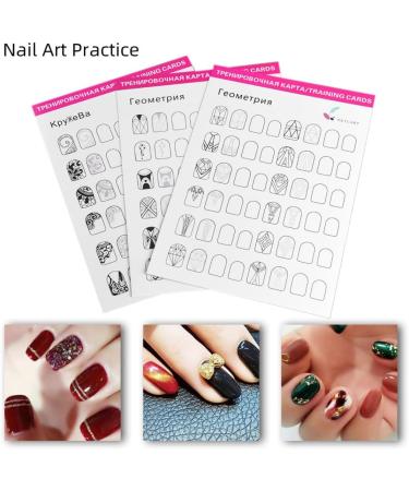 Nail Art Practice Book Beginner Manicure Training Drawing Cards Easy to Clean 12 Sheets - Buy Online on SooperMarket.com