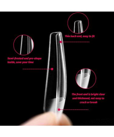 500pcs Short Coffin Fake Nails - Soft Gel Full Cover Nail Tips for Salons and DIY Nail Art - 12 Sizes - Buy Online on SooperMarket.com