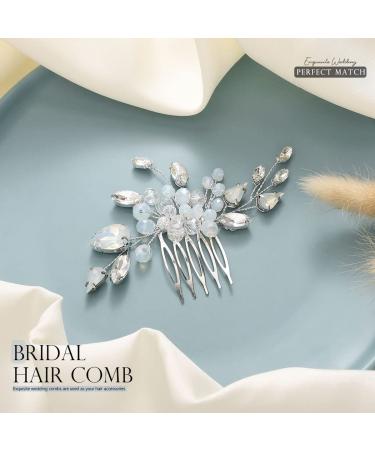 Easedaily Silver Crystal Bridal Hair Comb - Opal Wedding Hair Piece for Women and Bridesmaids - Buy Online on SooperMarket.com