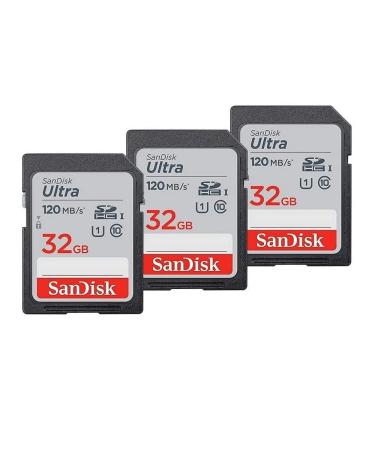 SanDisk 32GB 3-Pack Ultra SDHC UHS-I Memory Card (3x32GB) - SDSDUN4-032G-GN6IM Memory Card Only 1 Count (Pack of 3)
