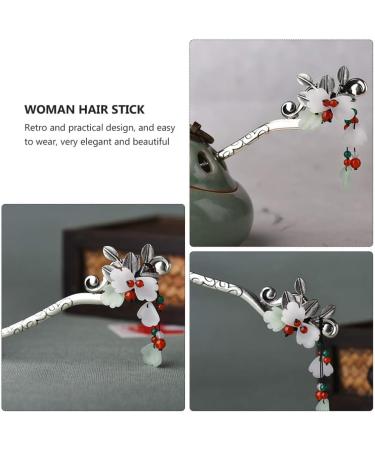 STOBOK 1pc Leaf Flower Metal Hair Stick Vintage Hair Forks Vintage Hair Accessories Vintage Hair Chopstick Chignon Pin Japanese Hair Accessories Hair Cape China Agate Women's Alloy - Buy Online on SooperMarket.com
