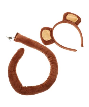 minkissy 1 Set zoo animal headband fabric monkeys monkey ear hair hoop headbands tails