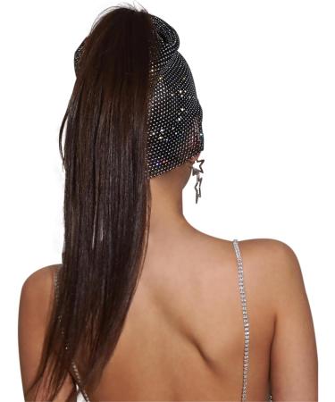Ladies Sparkly Rhinestones Mesh Headband Girls Glitter Crystal Elastic Headpiece Women Bling Nightclub Hairbands Party Halloween Costume Head Accessories (Black One size) Black One Size - Buy Online on SooperMarket.com