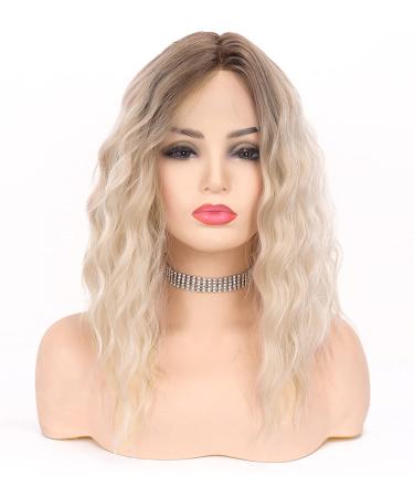 VEDAR Platinum Blonde Short Curly Ombre Wig - 12 Inch Synthetic Hair for Women #031-12 - Buy Online on SooperMarket.com