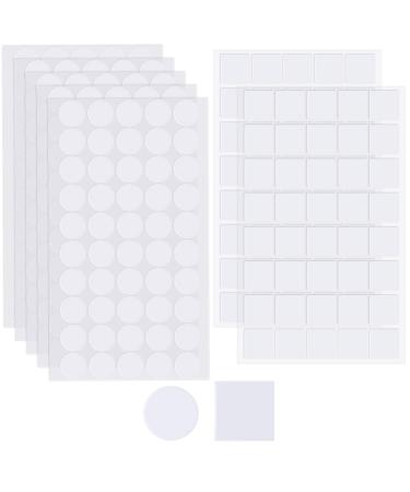 Clear Self Adhesive Dots  Clear Double Sided Stickers Include Square and Round Adhesive Stickers  No Traces Sticky Sticker Double Sided Tape for Classroom Office Home Wall Tile Decoration (280 Pieces)