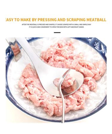 BCDlily Meatball Maker Non-Stick Stainless Steel Meat Spoon Utensil Baller Meat Making Tool Cook Spoons with Elliptical Leakage Hole (Silver)