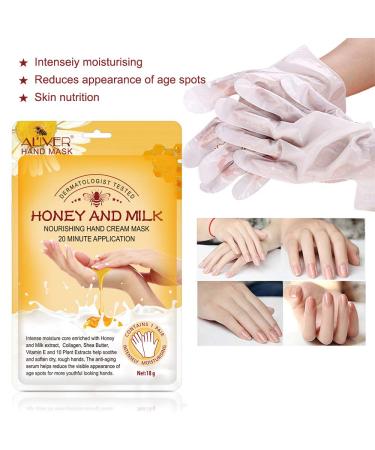 3 Pairs Moisturizing Peeling Hand Mask with Honey & Milk - Natural Plant Extracts Collagen Brightening & Anti-Aging Repair - Buy Online on SooperMarket.com