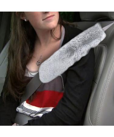 Suntrade Soft Lambskin Seat Belt Covers Safety Shoulder Pads for Adults & Kids Gray Car Accessories - Buy Online on SooperMarket.com