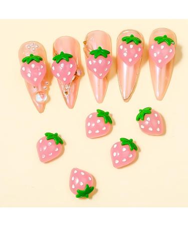 10 PCS 3D Pink Resin Strawberry Nail Charms - Metal Nail Decorations for DIY Crafts and Nail Art - Buy Online on SooperMarket.com