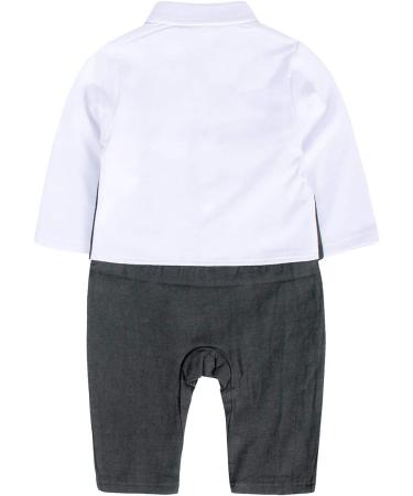 AmzBarley Baby Boys Gentlemans Outfit Suit | Long/Short Sleeve Dress Shirt Pants Vest Bowtie Tuxedo Rompers | Black | 12-18 Months - Buy Online on SooperMarket.com