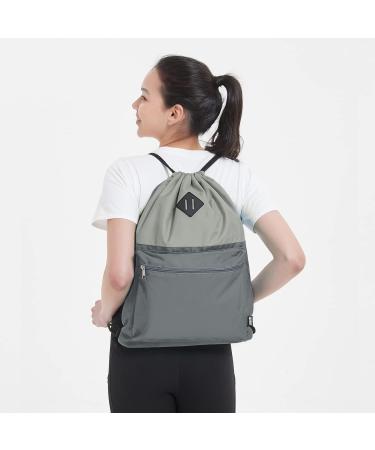 WANDF Drawstring Gym Bag with Wet Compartment - Water-Resistant Cinch Bag for Men and Women (Grey) - Buy Online on SooperMarket.com