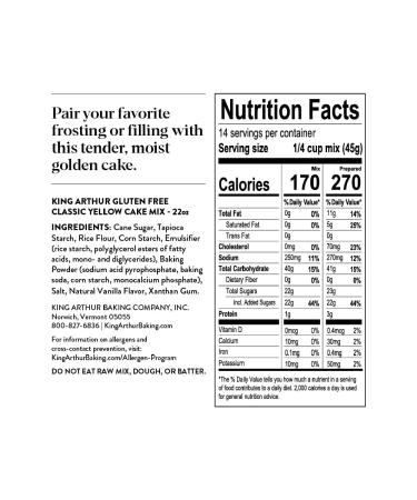 King Arthur Gluten-Free Yellow Cake Mix - 22 oz | Non-GMO, Certified Kosher, Non-Dairy - Buy Online on SooperMarket.com