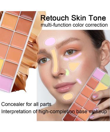 12 Color Correcting Concealer Palette with Brush - Cream Contouring Makeup Kit for Dark Circles, Red Marks, Scars - Longwear & Easy to Apply - Light Medium Shades - Buy Online on SooperMarket.com