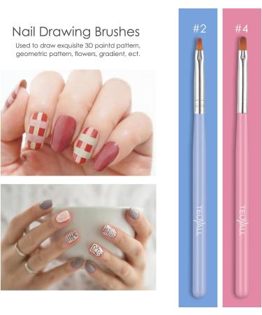 TEOYALL 7 PCS Gel Nail Brushes Set - Oval Flat & Builder Tips for Poly Gel Extension - Multicolor Nail Art Brushes - Buy Online on SooperMarket.com