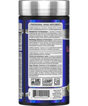 ALLMAX Nutrition - L-Carnitine + tartrate + vitamin B5-120 count capsules - Buy Online on SooperMarket.com