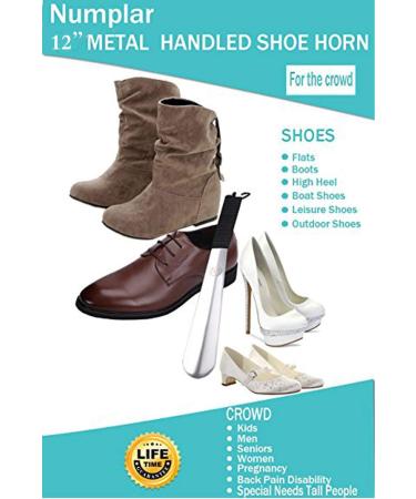 Hand-Made Metal Shoehorn | 12-Inch Manual Binding Handle for Men, Women, Kids, Travel & Boots | Elderly, Pregnancy-Safe | Black - Buy Online on SooperMarket.com