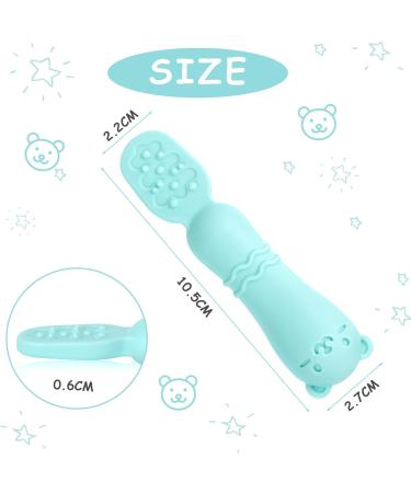 Vicloon Baby Fork and Spoon Set - Silicone Weaning Spoon Kit for Self Feeding - Easy Grip Toddler Cutlery in Light Blue - Buy Online on SooperMarket.com