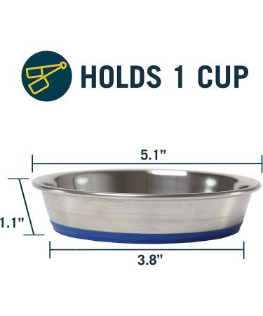 Our Pets DuraPet Stainless Steel Non-Slip Cat Food Bowls - 1-1.75 Cups Capacity - Easy to Clean Cat Dish - Buy Online on SooperMarket.com