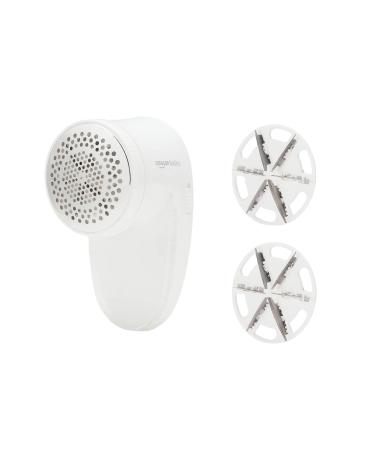 Amazon Basics Battery Operated Fabric Shaver Lint and Fuzz Remover with 2 Spare Blades - White