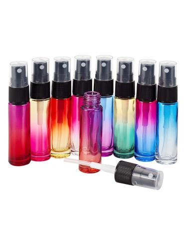 Benecreate 9 pieces 10 ml of empty colored atomizer mini perfume spray bottles Fine fog glass gradient for storing your perfume razor make-up remover (mixed color) 10ml spray bottle