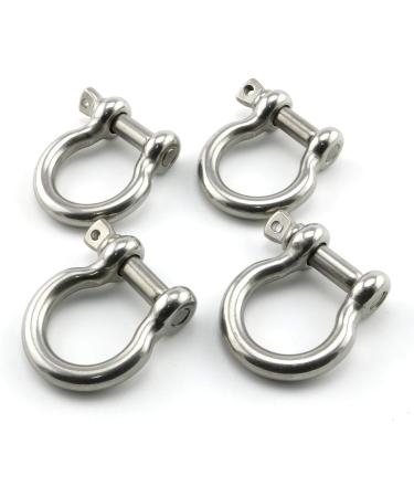 Heyous 4pcs Stainless Steel 1/4 Inch Screw Pin Anchor Shackles - Heavy Duty Bow Shape Load Clamps for Chains, Wirerope Lifting, Camping & Survival - Buy Online on SooperMarket.com
